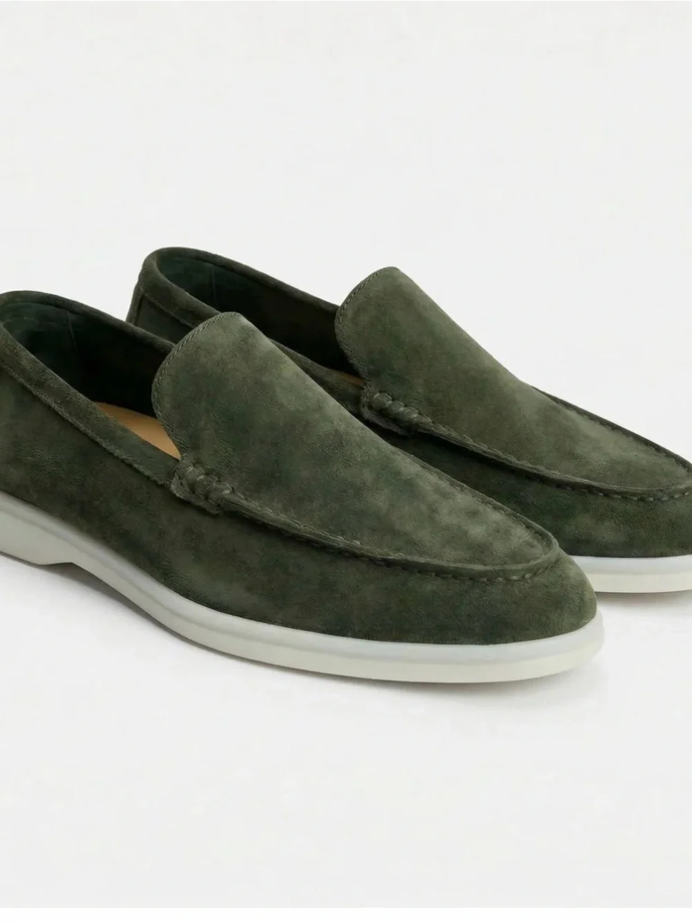 Men's Casual Suede Slip-On Loafers - Olive Green